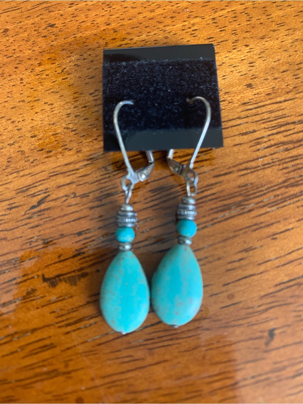 Turquoise Teardrop Dangle Earrings - Handmade
